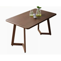 簡約V字方形餐桌(胡桃紋)(尺寸:120*60CM)