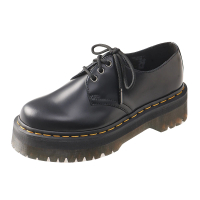 【Dr.Martens】馬汀 1461 QUAD 3孔綁帶厚底牛津鞋 黑色 真皮馬丁紳士鞋 休閒皮鞋 男女25567001