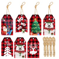60pcs Christmas Paper Gift Tag Santa Claus xmas tree DIY Kraft Tags Labels Merry Christmas Decoration Gift Wrapping Hang Tags