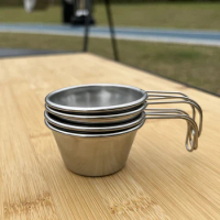 40ml Mini Sierra Cup with Handle Stainless Steel Sierra Coffee Cup Camping Tea Cup for Outdoor Camping Hiking Backpacking