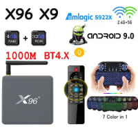 X96 X9 Smart TV Box Android 9.0 Amlogic S922X 1000M Dual Wifi 8K DDR4 4GB 32GB Set TopBox BT4 Media Player vs mecool km6 deluxe