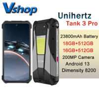 Unihertz Tank 3 Pro Rugged Phones 5G 32/36GB 512GB 200MP Camera 23800mAh Battery 120W Android 13 Dimensity 8200 Smartphone