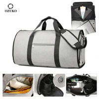OZUKO Multifunction Suit Storage Travel Bag Men Large Capacity Trip Hand Luggage Bag with Shoe Pocket Male Waterproof Duffle Bag