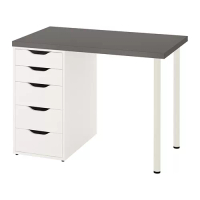 LINNMON/ALEX 書桌/工作桌, 深灰色/白色
