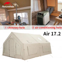Naturehike Air 17.2 Inflatable Camping Tent Luxury Waterproof Cotton Air Tent For 4 People Family Outdoor Trip With Chimney Hole