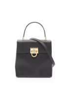 Salvatore Ferragamo Pre-Loved Salvatore Ferragamo Gancini Handbag leather black 2WAY
