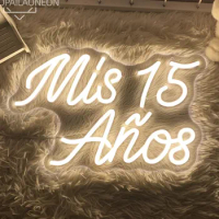 Mis 15 Anos Neon Sign Led Happy Birthday Spanish Neon Lights Wall Art Decoration Party Bar Neon Led Mis Quince Anos Neon Sign