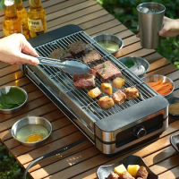 Automatic Smokeless BBQ Machine Electric Grill Kebab Barbecue Griddle Non Stick Roasting Pan Barbecue Stove