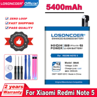 LOSONCOER 5400mAh BN45 Battery For Xiaomi Note 2 For Xiaomi Redmi Note 5 / Note 5 Pro Note 6 Pro Mobile Phone Battery in stock