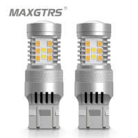 2x T20 7443 W21/5W 1157 3157 BAY15D 28SMD 2835 3030 LED White Amber Dual Color Switchback LED DRL Turn Signal Light Bulbs