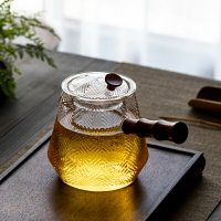 側把玻璃茶壺耐高溫加厚透明家用雙膽茶水分離蒸煮雙用煮茶壺套裝