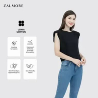 Zalmore Padded Top T-Shirt Premium LUMA Cotton - Atasan Wanita Lembut Ringan Sejuk Anti Nerawang M S