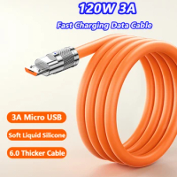 120W 3A Micro USB Fast Charging Data Cord Liquid Silicone For Samsung Galaxy S7 S6 Android Phone Charger USB Cord Nokia/sony/MP3