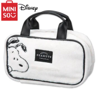 MINISO Disney Series Handbag Snoopy Plush Bag Cartoon Cute Embroidered Makeup Bag Storage Bag Small Square Bag