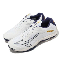 Mizuno 排球鞋 Wave Lightning Z7 男鞋 白 藍 緩震 羽桌球鞋 美津濃 V1GA2200-43