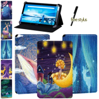Tablet Case for Lenovo Smart Tab P10 10.1 Inch/Lenovo Tab P10 - Painting Pattern Soft Leather Stand Flip Protective Case + Pen