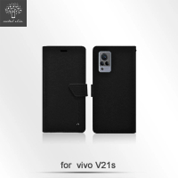 【Metal-Slim】Vivo V21s 5G 高仿小牛皮前扣磁吸多卡位TPU站立皮套
