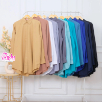 AIISHA | Atasan Oversize Wanita | Kemeja Polos Bigsize | Kemeja Wanita Jumbo Muat BB 50 - 125 KG