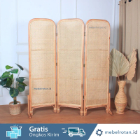 penyekat pembatas ruangan lipat / sketsel rotan - 3daun