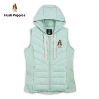 Hush Puppies 背心 女裝拼接織帶刺繡狗羽絨連帽背心