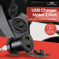 Promo OTOHEROES Charger HP Motor Dual USB Voltmeter Waterproof 4.2A - Y451 Original Black
