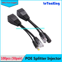 50pair PoE Passive Cable Splitter Power Over Ethernet For PoE IP Camera PoE Splitter Injector Cable Kit PoE Adapter DHL shipping