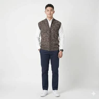 Rompi Vest Rajut seleting baju kerja Pria Kantor - Jfashion Gary Coklat tua M/L
