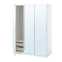 PAX/ÅHEIM 衣櫃/衣櫥組合, 白色/鏡面, 150x60x201.2 公分