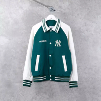 MLB Jaket MLB NY WHITE GREEN VARSITY JACKET 100% ORIGINAL