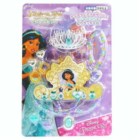 小禮堂 迪士尼 阿拉丁 茉莉公主 皇冠項鍊首飾玩具組《綠紫銀.泡殼裝》化妝玩具.兒童玩具