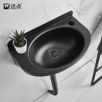 304不銹鋼 黑色洗手盆 衛生間 小戶型單盆掛墻式小號簡易洗臉盆