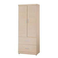 【綠活居】霍格 時尚2.4尺木紋開門二抽衣櫃/收納櫃