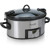 6 Quart Cook &amp; Carry Programmable Slow Cooker with Digital Timer, Easy to use Locking Lid, Stainless Steel Multi-Functional Pot