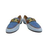 【二手名牌BRAND OFF】TOD S  托德斯 藍色 牛皮 丹寧 Kate 樂福鞋 #39.5