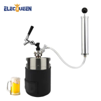Mini Growler Beer Keg 5l with Reusable Manual Party Pump,New Keg Cooler Jacket &amp; Beer Dispenser Kit for Outdoor BBQ/Party/Picnic