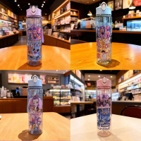 ถ้วยน้ำ นักล่า Demon สไตล์ K-pop ความจุ 700ml ทำจากพลาสติก ดีไซน์แก้วฟาง น่ารักและอะนิเมะ พร้อมเชือก