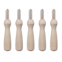 5pcs Useful Poking Felting Needle Solid Wooden Handle Holder with Felting Needle