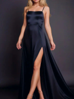 Maxi Slit Dress Formal Bridesmaid Evening Gown for Women, Asymmetrical