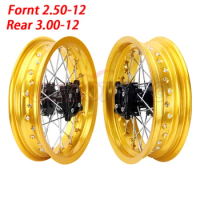 Gold Pit bike Rims 15mm hole 2.50-12inch &amp; 3.00x12"inch front and rear wheel with gold CNC hub dirt bike for KTM CRF