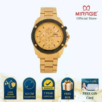 Mirage Jam Tangan Pria Analog 8714 M Gold Original Stainless Plat Gold