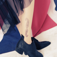 【La Belleza】古著‧變形蟲彩繪刺青紋身內搭絲襪