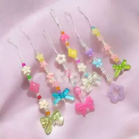 Gantungan HP Mote Pita Bunga Kupu 1 Baris Lurus Ganci Kunci Karakter Tas Motor Charm Souvenir Cute C
