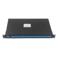 rack termination box 19" with 2*32 PLC splitter and SC/UPC adapter 1mtr 1U patch panel with 2x32 ftth coupler fulled installed