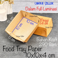 [Isi100] Food Tray Paper S Small Kraft 10x10x4 cm Laminasi Tray Tempat Kentang Siomay Batagor Pentol