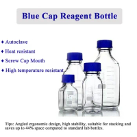 1pc Duran Schott Square Bottle Blue Cap Reagent Bottle High Temperature Resistant Lab Glass Reagent Bottle 250/500/1000ml