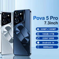 Newest Pova 5 Pro 7.3HD Smartphone Dimensity 9300 16G+1TB 6800mAh 50MP+108MP 4G/5G Cellphone Android14 Dual Sim Face Unlocked