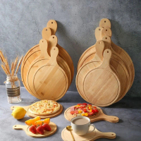 Berkualiti Tinggi Tahan lama Kayu Pizza Paddle Buluh Bulat Pizza Membuat Peel pelbagai fungsi dengan