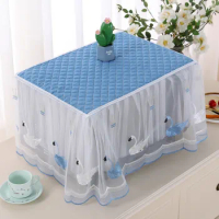 Rectangle Microwave Dust Cover Household Dust Proof Insulated Oven Cover Pastoral Style Yarn Edge Tablecloth Kitchen Appliances
