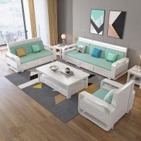 簡約現代客廳沙發實木轉角沙發貴妃茶幾小戶型儲物沙發直排一字型