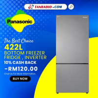 Panasonic 422L Inverter, Steel Door, Bottom Freezer Fridge Refrigerator  Refrigerator